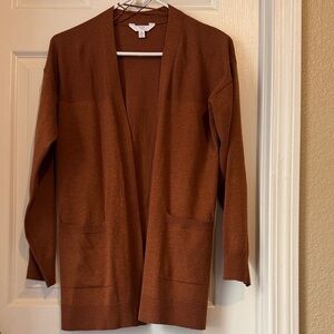 Time and Tru Orange Open Front Cardigan